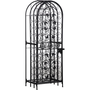 English Elm Homcom 45 Bottle Iron Wine Rack Cellar Cage Lockable Door Old World Bronze Finish W2225P217380