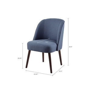JLA Home Madison Park - Rounded Blue Dining Chair with Wraparound Back, Textured Upholstery, Tapered Legs for Comfort and Style MP100-0153
