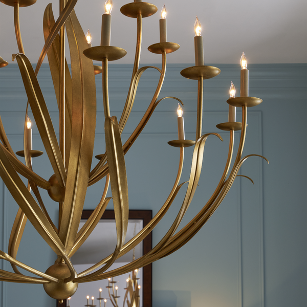 Menefee Gold Chandelier - Elegant Wrought Iron Design with Antique Finish, Perfect for Any Space