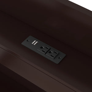 English Elm Twin XL Platform Bed with LED Headboard, Built-In Charging Station, Trundle & 2 Drawers for Space-Saving Bedrooms Dark Brown GX001829AAP