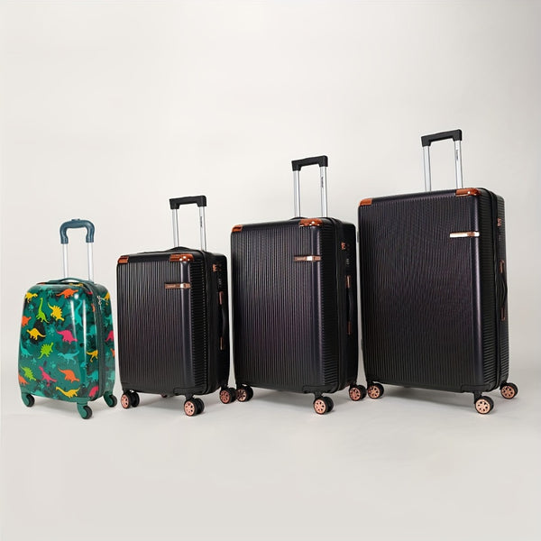 English Elm 4-piece Hard Shell Abs Spinner Luggage Set with Built-in Lock and Telescoping Handle Black T3292P337796