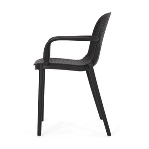 English Elm Christopher Knight Home® - GARDENIA Weather-Resistant Outdoor Dining Chair with Perforated Modern Design and Durable Polypropylene Frame Black 33.5 L x 23.5 W x 23.5 H 68521.00BLK