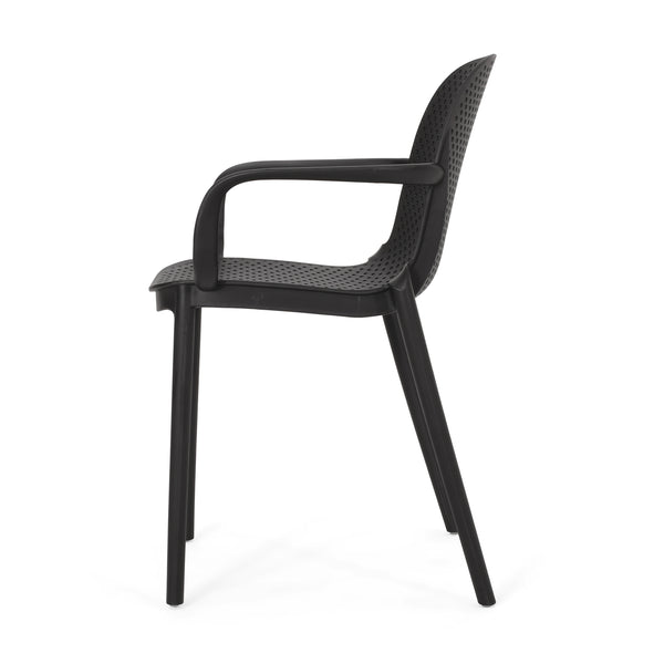 English Elm Christopher Knight Home® - GARDENIA Weather-Resistant Outdoor Dining Chair with Perforated Modern Design and Durable Polypropylene Frame Black 33.5 L x 23.5 W x 23.5 H 68521.00BLK