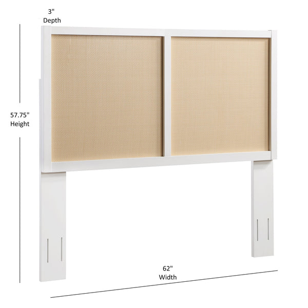 English Elm Barkley Coastal Queen/Full Headboard - White Wood & Handwoven Cane For Modern & Traditional Decor B050P393053