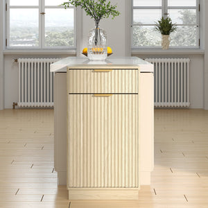 English Elm 10-Gallon Woodgrain Tilt-Out Trash Cabinet with Wave-Texture Drawer, Industrial Metal Accents, Space-Saving Organizer for Kitchen Bath Living Room Oak W2557P319050