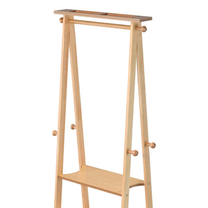 English Elm 59" Tall Standing Garment Rack with 75 lb Coat Rod, Multi-Shelf Organizer and Knob Hooks for Entryway Natural B072115905