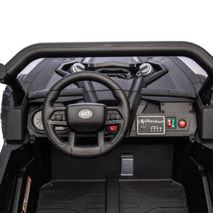 English Elm 24v Two Seat Kids Electric Utv with Parental Remote Suspension Off Road Ride On Black W1578P184797