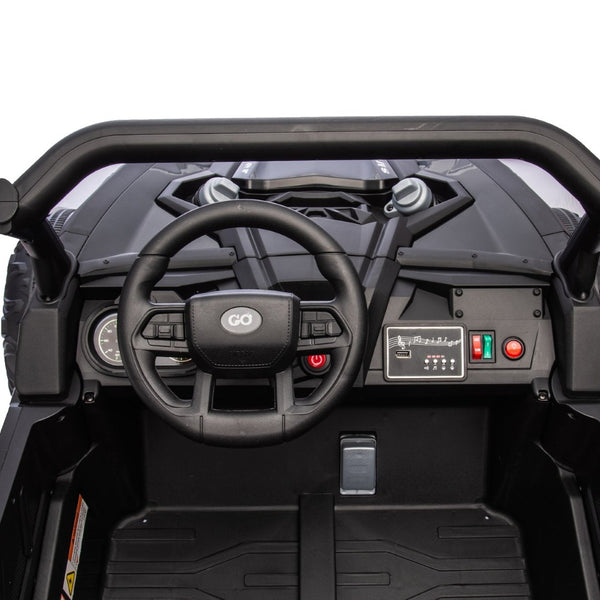 English Elm 24v Two Seat Kids Electric Utv with Parental Remote Suspension Off Road Ride On Black W1578P184797