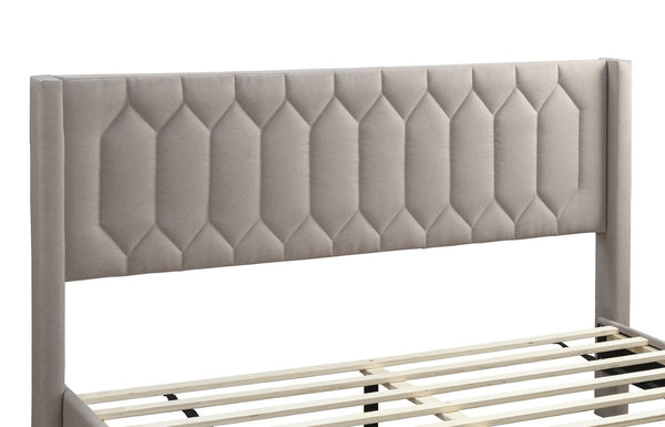 English Elm Modern Diamond Tufted Platform Bed Burlap Upholstered Frame for Loft Bedrooms Light Brown B011P418595
