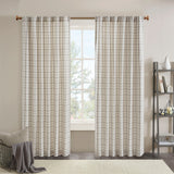 Madison Park Anaheim Casual Plaid Rod Pocket and Back Tab Curtain Panel with Fleece Lining MP40-6763 Natural