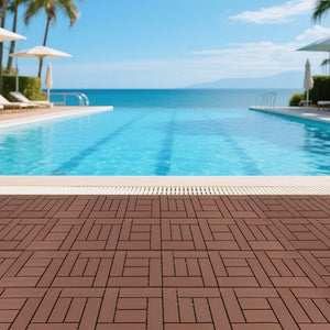 English Elm 12-inch Interlocking Pp Deck Tiles Snap Together for Patio Balcony or Courtyard 44 Sq Ft W3022P251853