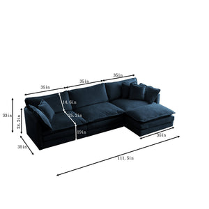 English Elm Free Combination Comfy Modular Oversized Blue Chenille L-Shaped Sectional Sofa With Reversible Ottoman W714S00317