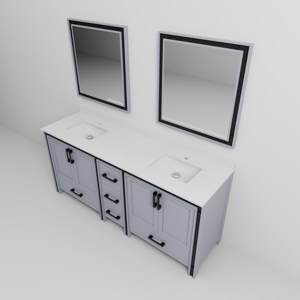 English Elm Dark Grey Double Bath Vanity With Cultured Marble Top, Mirrors, And Ample Storage Space Solutions B2731S00940