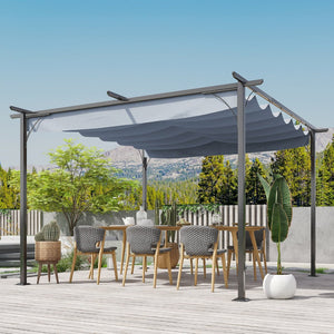English Elm Outsunny 11.5' X 11.5' Retractable Pergola Canopy - Durable Uv Protection For Patios & Gardens W2225P174284-GIGA