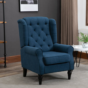 English Elm HOMCOM Button-Tufted Wingback Accent Chair with Deep Diamond Tufting, Thick Padded Seat & Eucalyptus Legs W2225P173916
