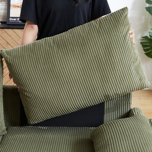 English Elm MH'' MH' 64.5 Inch Sleeper Sofa Bed with Corduroy Upholstery, Sturdy Wood & Iron Frame, 3-in-1 Convertible Comfort Green W1193S00127