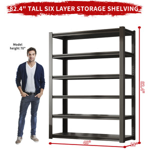 English Elm 82"H 6-Tier Metal Shelves - 2400LB Heavy Duty Adjustable Garage Rack, Easy Tool-Free Assembly, Versatile Storage T2398P252494