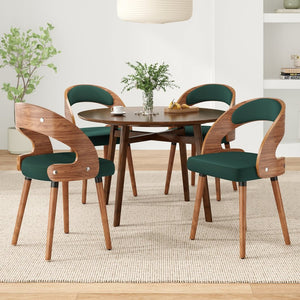 English Elm Swivel Counter Stools Set of 2 Rattan Back Pu Seat Mid Century Wood Frame Kitchen Dark Green T3623P433630