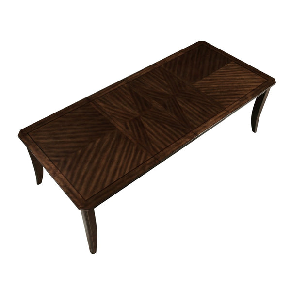 English Elm Traditional Cherry Finish Extendable Dining Table with Dark Walnut Inlay Seats Eight B011P450615