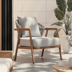 English Elm Christopher Knight Home® - Orla Outdoor Rope Club Chair - Stylish Teak Finish & Plush Taupe Cushions For Ultimate Comfort N775P224519T