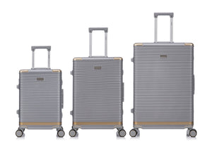 English Elm Luggage Set 3 Piece Polycarbonate Aluminum Frame Hard Shell Travel Suitcases with Lock Silver T3292P361540