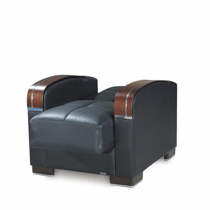 English Elm PrimeNest Mobilon Upholstered Convertible Armchair with Storage, Sleeper Click-Click Design for Small Spaces Black PU B030P286156