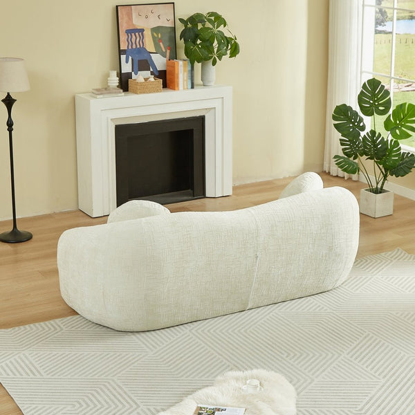 English Elm 86-inch Curved Chenille Convertible Sofa Recliner Frameless Folding Two-seater for Living Room Beige W3505P452816