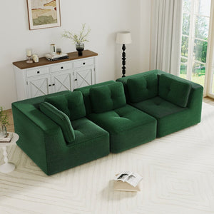 English Elm Modern Corduroy Modular Sectional Sofa Deep Seat Tufted Piping No Assembly Required Green W714S01795