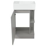 English Elm 18.6" Bathroom Vanity With Sink, Bathroom Vanity Cabinet With Two-Tier Shelf, Left Or Right Orientation, Grey