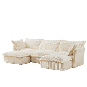 English Elm Slipcovered U-Shape Sectional Sofa – Modular Deep Seat Couch With Plush Pillows For Ultimate Comfort W3041S00023-GIGA