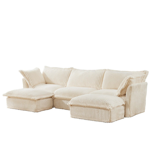 English Elm Slipcovered U-Shape Sectional Sofa – Modular Deep Seat Couch With Plush Pillows For Ultimate Comfort W3041S00023-GIGA