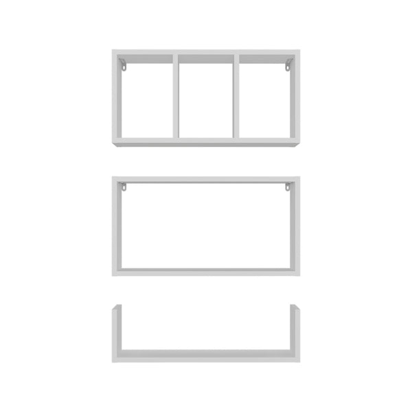 English Elm Dennard Floating Wall Shelf Set Three Piece White Melamine Display for Living Room B097P407595