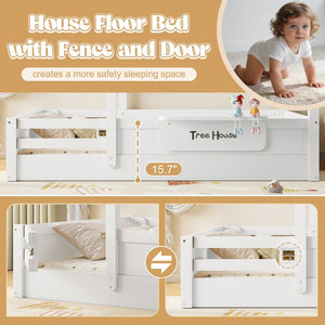 English Elm Twin Low Loft Bed Solid Pine Frame with Built-in Led Lighting and Storage Shelves Light White W1580P396330