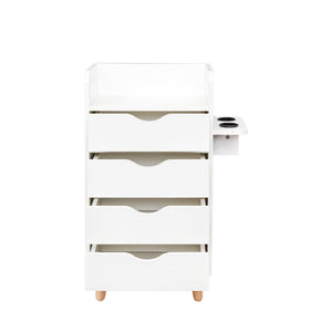 English Elm 4 Salon Storage Cabinet with 4 Drawers, 2 Hair Dryer Holders, Raised Legs — Compact Styling Station Organizer for Salon & Home W331P248070