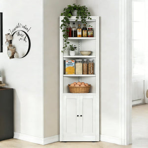 English Elm 71" Tall Corner Metal Cabinet with 5 Tiers Adjustable Shelves for Pantry or Bath W2735P428813