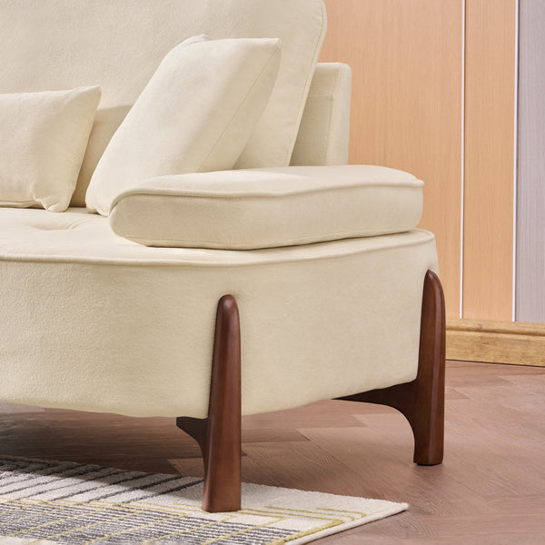 English Elm 103 Luxurious Cloud Velvet Sofa with High-Elastic Sponge Cushion, Deep-Seated Comfort for Living Spaces Beige W2290S00008