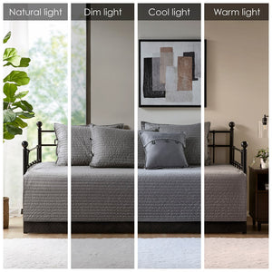 English Elm 6 Piece Reversible Plaid Daybed Cover Set with Herringbone Cabin Quilt, Twin Fit, Machine Washable Grey 17.72 L x 15.75 W x 7.48 H B035P266680