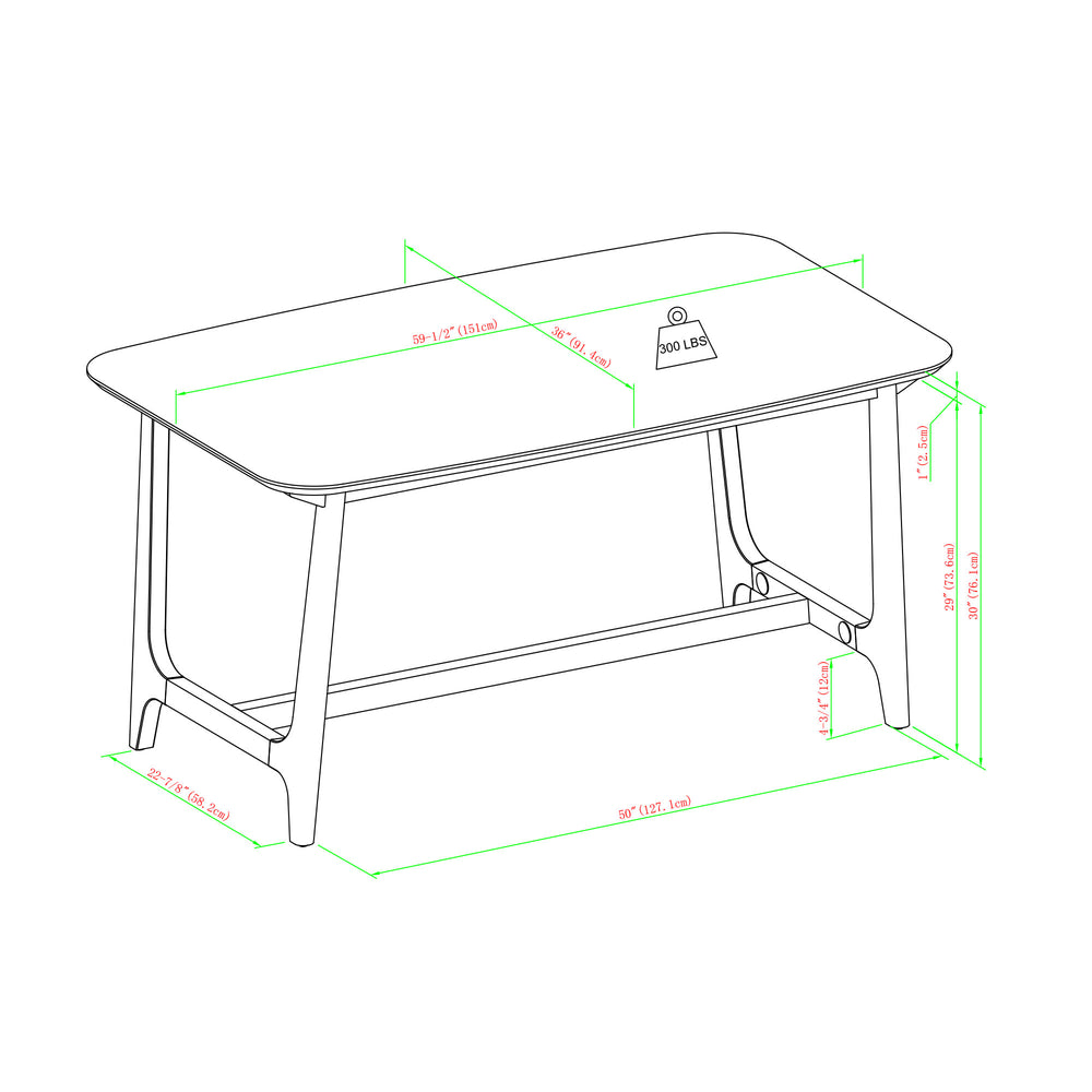 English Elm Walker Edison - Mid-Century 10015" Modern Dining Table with Trestle Base, Black Ash Veneer, Seats 4-6, Durable Design Walnut 65.25 L x 40.25 W x 5.5 H B185P169137