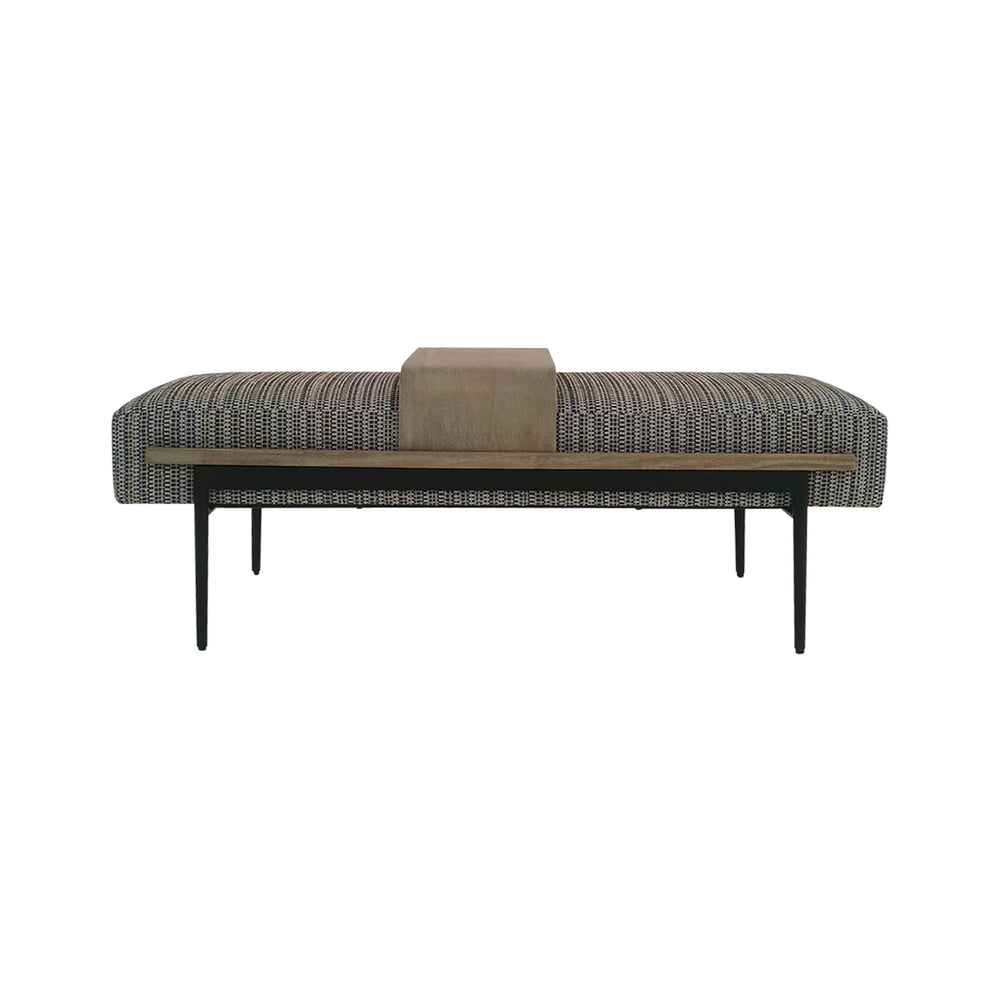 JLA Home Chapel Hill - Cocktail Mid-Century Rectangular Ottoman with Removable Sliding Tray, Durable Upholstery & Metal Legs CH101-0032