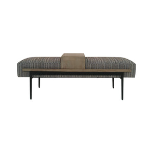 JLA Home Chapel Hill - Cocktail Mid-Century Rectangular Ottoman with Removable Sliding Tray, Durable Upholstery & Metal Legs CH101-0032