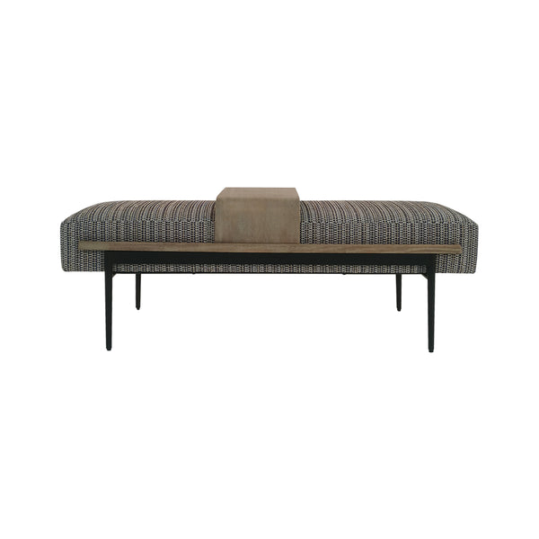 JLA Home Chapel Hill - Cocktail Mid-Century Rectangular Ottoman with Removable Sliding Tray, Durable Upholstery & Metal Legs CH101-0032