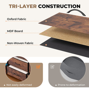 English Elm 55''W Modern Dresser with 9 Fabric Drawers & 2 Open Shelves — Sturdy Wood‑Metal Chest, Anti‑Tip Stability Brown T3950P402194