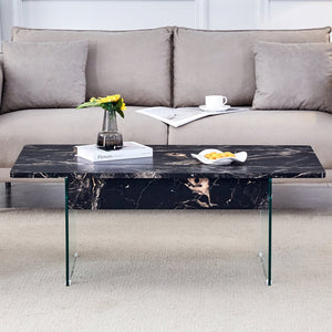 English Elm Multifunctional Lift Top Coffee Table with Tempered Glass Legs, Ergonomic Storage and Durable MDF Finish Black,Transparent W2920P226077