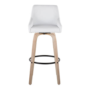 English Elm 30" Swivel Barstools Set of 2 Whitewashed Wood Faux Leather Gold Frame Counter Height B202S01922