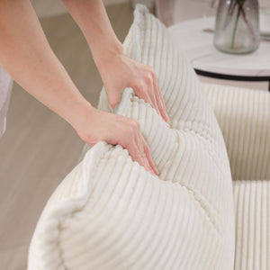 English Elm Modern L-Shape Modular Sectional Sofa With Ottoman - Stylish, Comfortable Corduroy Couch For Any Room W714S00781