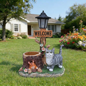 English Elm Schnauzer Solar Led Resin Planter Statue Outdoor Garden Accent for Patio Decor W5398P464238