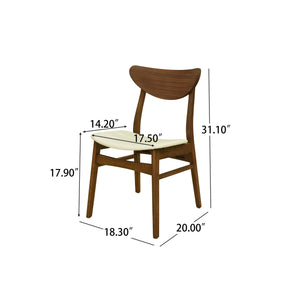 English Elm Christopher Knight Home® - DINING Chair Set of 2 Mid-Century Rubberwood Frame with PU Upholstery, Sleek Lightweight Design Beige N771P298839M