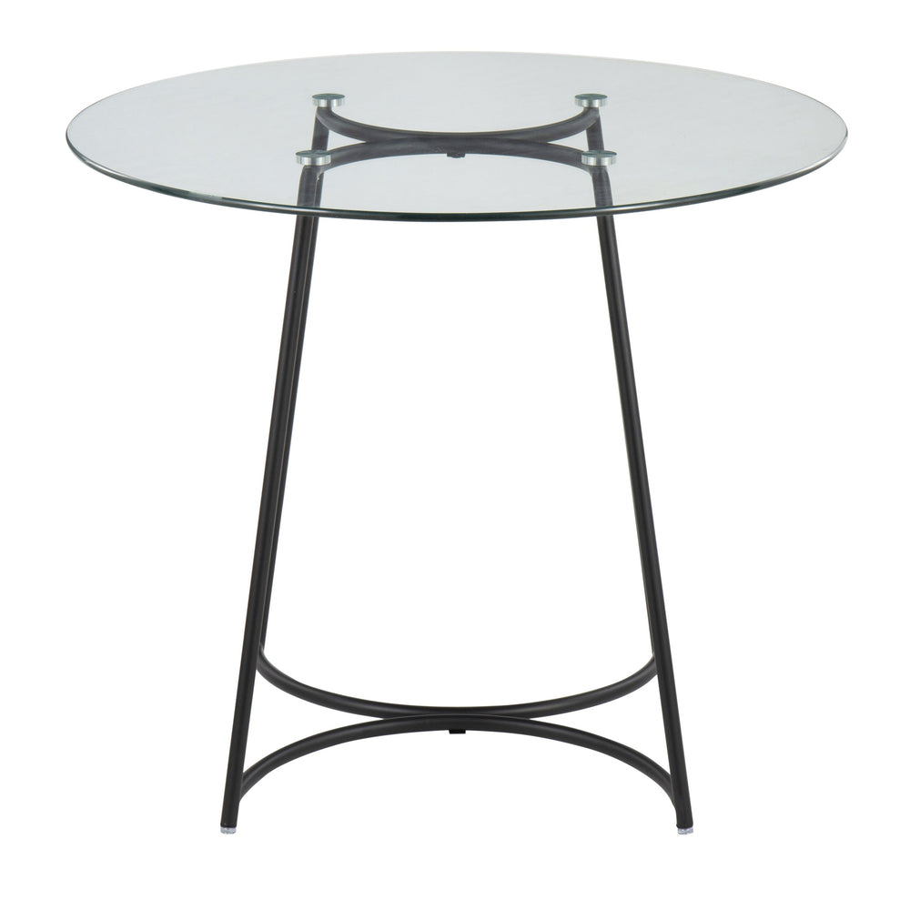 English Elm Cece Modern Round Glass Dinette Table In Black Steel - Stylish & Durable Seating For Four B202S01100
