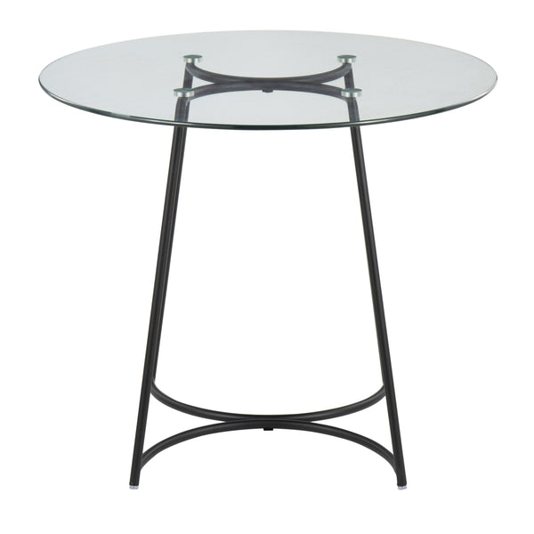 English Elm Cece Modern Round Glass Dinette Table In Black Steel - Stylish & Durable Seating For Four B202S01100