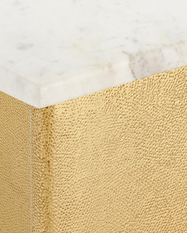 Currey & Company Doublet Marble Accent Table Set Of 2 – Elegant Hand-hammered Brass Base With Stylish Design Brass Banswara Marble ,Brass ,Engineered Wood 4000-0233-currey-company